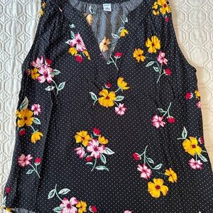 Old Navy Black Floral Tank Top